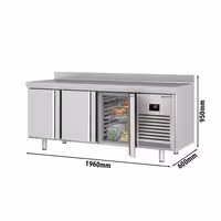Rashladni pult PREMIUM PLUS - 1960x600 mm - 385 l - Ventilirano hlađenje - s 3 vrata - Podignuti rub