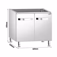 Podkonstrukcijski ormarić za plinski štednjak - 600x600x600 mm - 2 vrata | nehrđajući čelik AISI 304 | podesive inox nogice | za profesionalnu upotrebu - kompatibilno s GHK6634