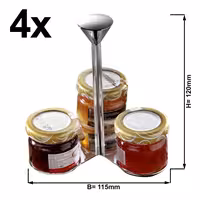 (4 adet) Reçellik Standı - Paslanmaz Çelik - Ø 115mm - Yükseklik:120mm - 3 raf ile