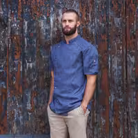 KARLOWSKY | Chef jakna kratkih rukava u denim stilu – Vintage plava – Veličina: 46