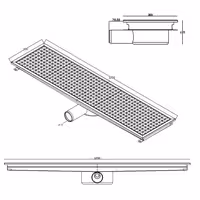 Podni odvod od nehrđajućeg čelika – 1200 x 300 mm – ugradnja u ravnini s podom i bočni izlaz – Ø 70 mm