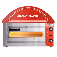 Electric Deck Pizza Oven - Single Deck - 1 - Ø 34cm (13.4") - 230V Single Phase - Mechanical Controls - Red - up to 280°C