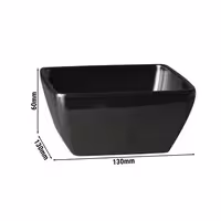 (6 adet) Kase - PURE - Melamin - 0,4L - köşeli - 125x125mm - Derinlik:60mm - Siyah