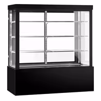 Commercial cake display fridge - 1850L - 1800mm - Double glazing - square - with 3 adjustable shelves - rear sliding doors - for patisserie - Black