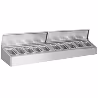 Soporte para cubetas GN de acero inoxidable - 10x GN 1/4 - con cubetas y tapas