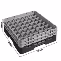 CAMBRO | CAMRACK® - Košara za pranje čaša 1/1 - 49 odjeljaka - Sa 2 produžetka - 500x500 mm - Crna boja