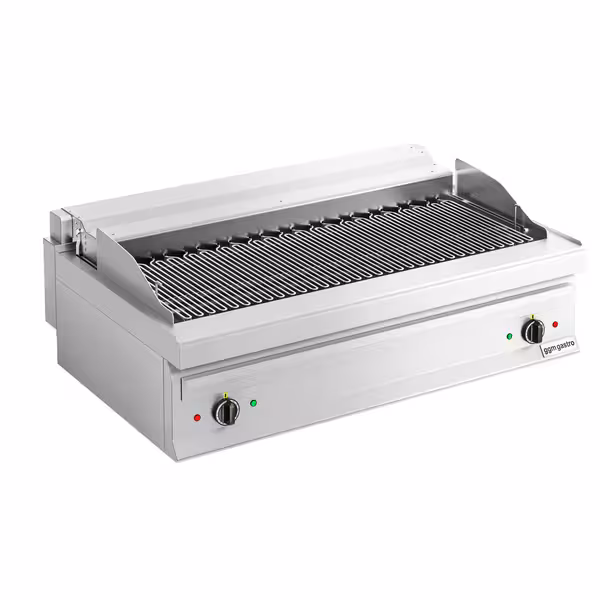 Elektromos vizes grill - 13,75 kW - Billenthető grillrács - 2 zónás - Asztali kivitel - 700 mm mély - Rozsdamentes acél kivitel