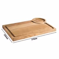 (6 pcs) Serving Board - OAK - 6-piece set - incl. ramekin recess - oak wood - 370x250mm