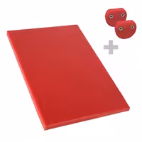 Neslīdošs griešanas dēlis - 300x500 mm - Biezums: 20 mm - Polietilēns (PE) - Sarkans - Ar fiksatoriem - HACCP atbilstošs