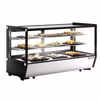 Countertop display fridge - 200L - 1219mm - Double glazing - square - with 2 adjustable chrome shelves - rear sliding glass doors
