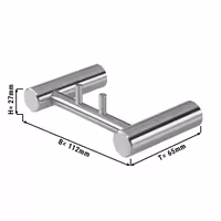 AIR-WOLF | Wall Mounted Coat Hook Rail – 2 Hooks - Stainless Steel - Hidden Fixings