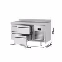 Commercial Counter Fridge PREMIUM PLUS - 1468x700mm - with 4 drawers - with upstand