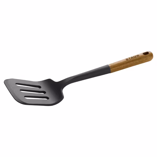 STAUB | Turner Spatula – 31 cm - Silicone - Black - Acacia Wood Handle - Nonstick Safe