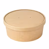 (300 pcs) Food Lidding Tray Paperboard - 185mm - Round - Brown