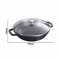 STAUB | SPECIALITĀTES - Woks ar stikla vāku - Ø 300 mm - čuguns - melns