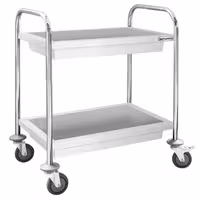 Catering Trolley - Commercial Service & Clearing Trolley - 750x400mm - 2 Tier - with quiet castors