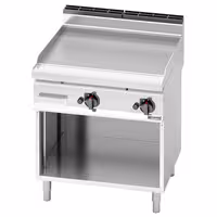 Plinski roštilj - 13,8 kW - Glatka - površina pečenja: 795x500 mm - na otvorenom ormariću - satinirana (Scotch-Brite) završna obrada
