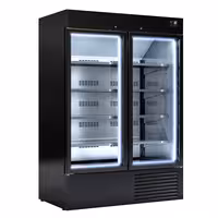 Commercial multideck display freezer - 1310L - with 2 glass sliding doors - Black