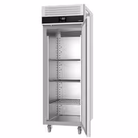 Commercial Upright Freezer Stainless steel PREMIUM - GN 2/1 - 700L - with 1 glass door - On castors - For UK