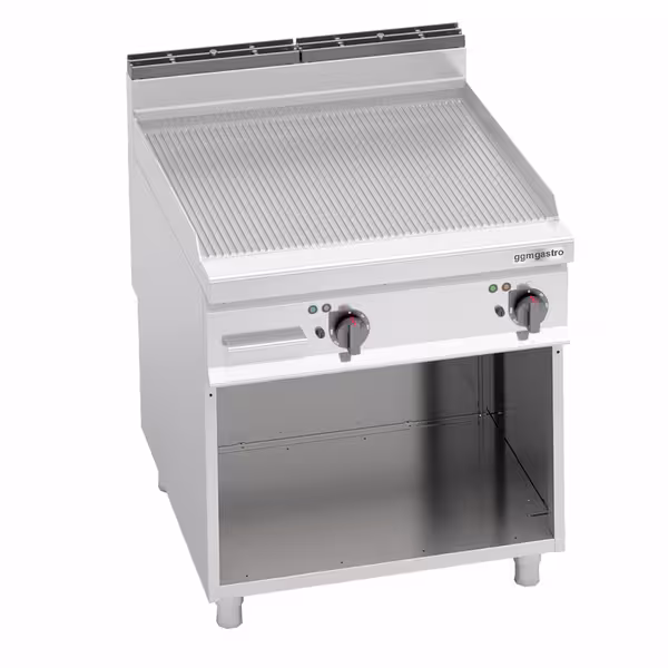 Elektromos rostlap - 11,4 kW - Bordázott - Sütőfelület: 796x667 mm - álló - nyitott tárolóval - Professzionális