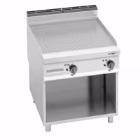 Plancha eléctrica Fry top - placa de acero rectificado - 11,4 kW - Ranurado - Superficie de cocción: 796x667mm - con base abierta