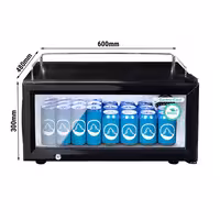 GASTRO-COOL | Hladnjak sa staklenim vratima - 600 mm - 25 l - od 0 °C do +10 °C - s 1 staklena vrata - ventilirano hlađenje, LED rasvjeta, ručno odmrzavanje, zaključavanje vrata, samouzvraćajuća vrata - Crna