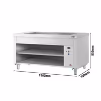 Balcão de buffet quente COPENHAGA - 1560mm - com banho-maria - para 4x GN 1/1