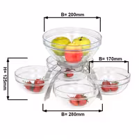 Reçellik Standı - Paslanmaz Çelik - köşeli - 360x360x340mm - dahil 5 Cam Kase 4x 170x170mm, 1x 200x200mm
