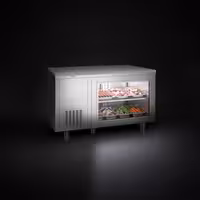 Hladni pult – 1400 x 700 mm – 2 vrata straga – s staklenom prednjom stranom – uključujući bijelu dasku za rezanje