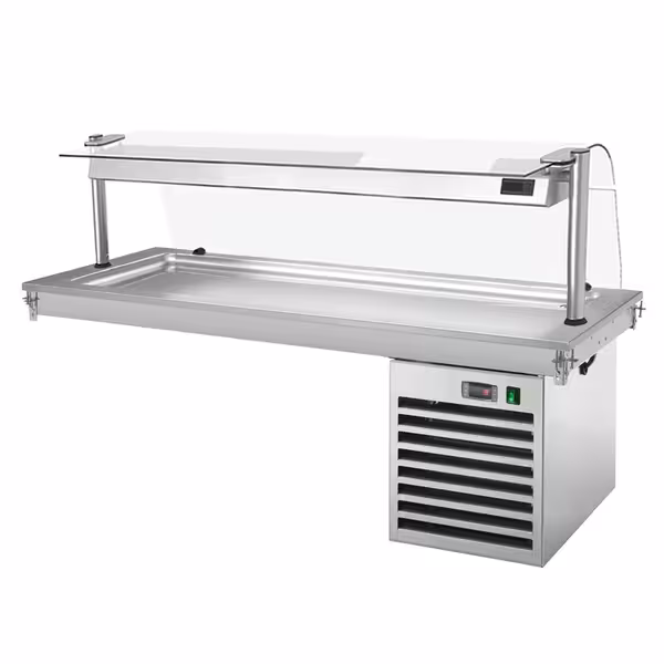 Ugradbena rashladna ploča (drop-in) - 1785 mm - 5x GN 1/1 - +2 do +8 °C - 700 W - sa zaštitnim staklom | GN rashladna ploča - GN 1/1 - inox