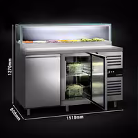 Saladette PREMIUM – 1510 mm – 2 bibien – b'quċċata tal-ħġieġ għal 7 x GN 1/3