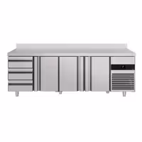Commercial Counter Fridge PREMIUM - 2330x700mm - with 3 doors - 3 drawers - with upstand - capacity 632 litres