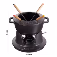 STAUB | Cast Iron Fondue Set – Ø 16 cm - Black - 4 Forks, Burner, Board