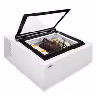 Countertop Ice Cream Display Freezer - 670mm - Static cooling - for 3 x 5 litres Napoli pans - White - hinged glass lid