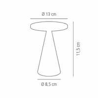(4 adet) Şarj Edilebilir Masa Lambası - CONE MINI - 3 kademeli kısılabilir - Ø130x115mm - Siyah