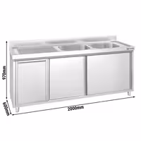 PREMIUM umivaonik – 2000 x 600 mm – s košem za smeće i dva umivaonika s desne strane