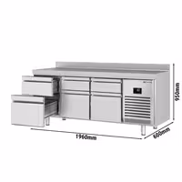 Commercial Counter Fridge PREMIUM PLUS - 1960x600mm - with 6 drawers - with upstand - capacity 385 litres