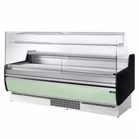 Serve Over Counter - 1935mm - front and sides glass, rear open - capacity 213 litres - front panel light green