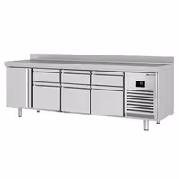 Aukstuma galds PREMIUM PLUS - 2452x600 mm - 510 l - ar 1 durvīm - ar 6 atvilktnēm - Ar apmali