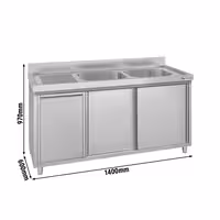 ECO umivaonik – 1400 x 600 mm – s košem za otpad i dva umivaonika s desne strane