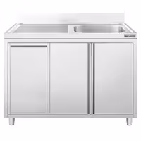 Sudoper s ormarićem ECO - inox - 1200 x 700 mm - s košem za otpatke - s 1 koritom - korito desno
