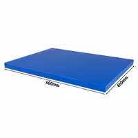 Neslīdošs griešanas dēlis ar fiksatoriem - EN 600x400 - Biezums: 20 mm - HACCP atbilstošs - PE500 (HDPE) polietilēns - Zils - Var mazgāt trauku mazgājamā mašīnā - Ar fiksatoru priekšurbumiem