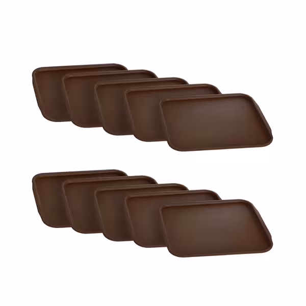 (10 buc) Tavă servire - ABS - 360x270 mm - Înălțime: 20 mm - Maro - suprafață antiderapantă
