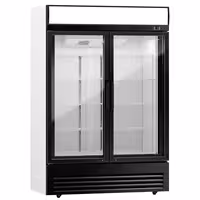 Frigorífico expositor de bebidas - 1295mm - 880L - com 2 portas de batente em vidro - com indicação/painel digital de temperatura - Preto
