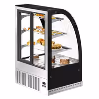 Commercial cake display fridge - 304L - 900mm - Double glazing - with 3 glass shelves - rear sliding doors, 2 glass doors - for patisserie