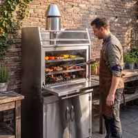 Charcoal Oven - 920mm - with cabinet base - Red