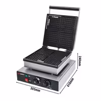 Commercial Waffle Maker - Single - Manual - 1.75 kW - Shape: 4 Brussels Waffles