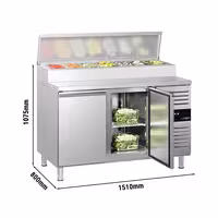 Tabella ta' Preparazzjoni PREMIUM – 1510 mm – 2 bibien – għal 8x GN 1/3