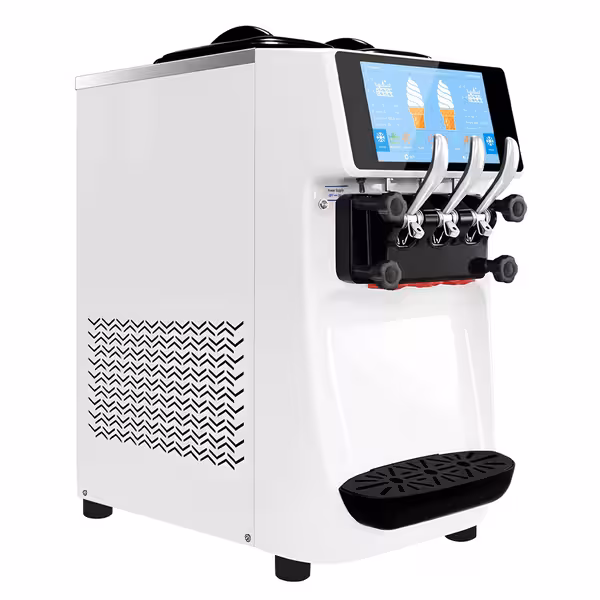Commercial Soft Serve Ice Cream Machine - 30-32L/h - 2.68kW - Touchscreen - for 3 flavours (twin twist) - Countertop - Pre-Cooling