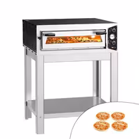 Electric Deck Pizza Oven - Single Deck - Refractory Stone Deck - 4 x Ø 30cm (12") - 230V Single Phase | 16A Plug - Mechanical Controls - up to 450°C - incl. Base frame
